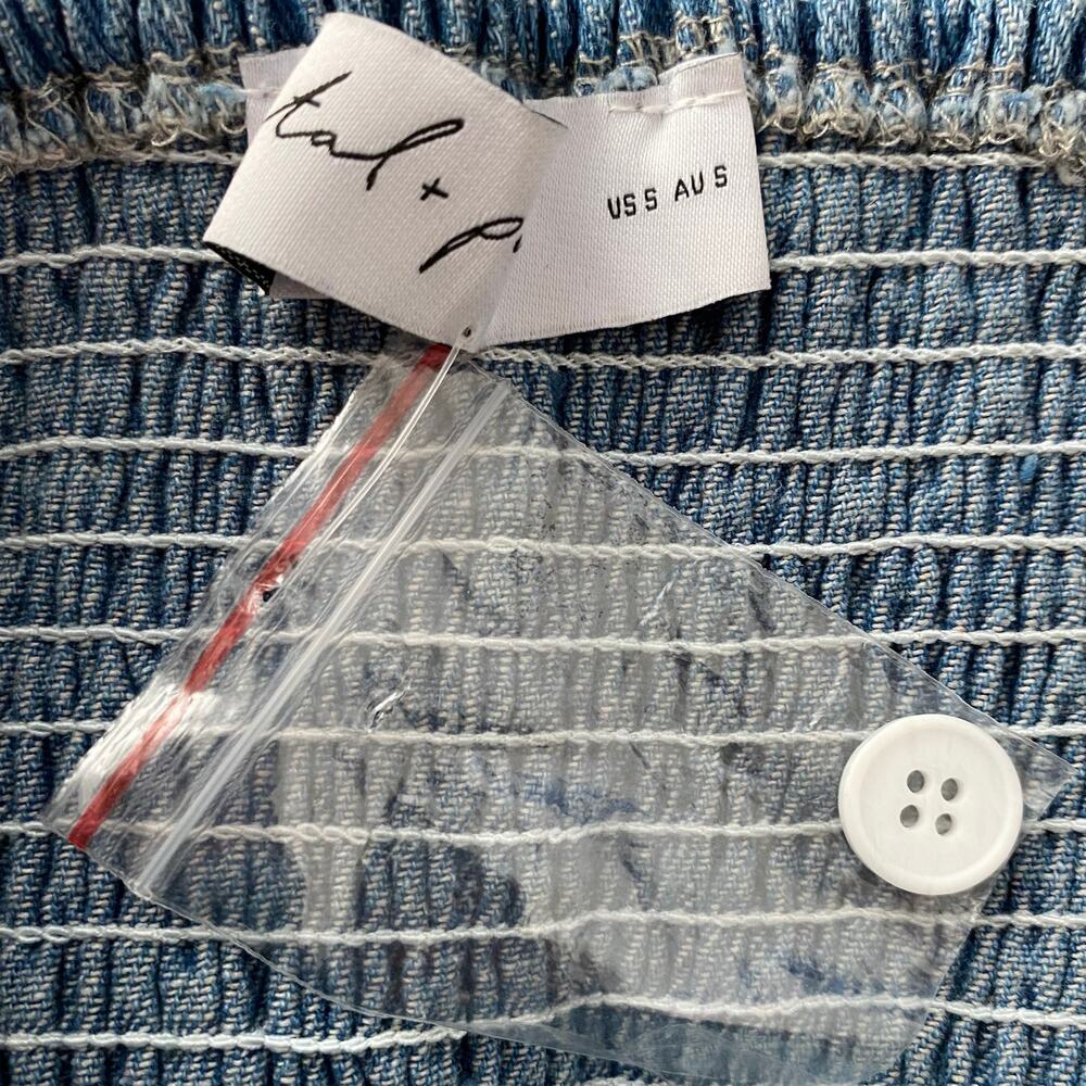 PETAL PUP NWOT Button Down Denim Midi Dress Size Small Preppy Boho Coastal - Picture 4 of 4